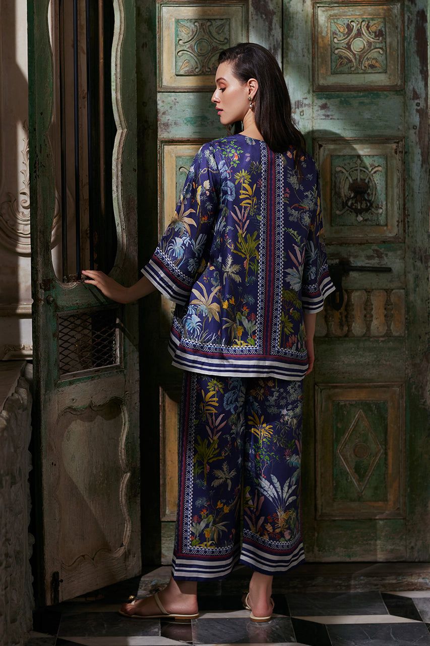 Navy Blue Cotton Blend Premium   Co-ord Set For Women