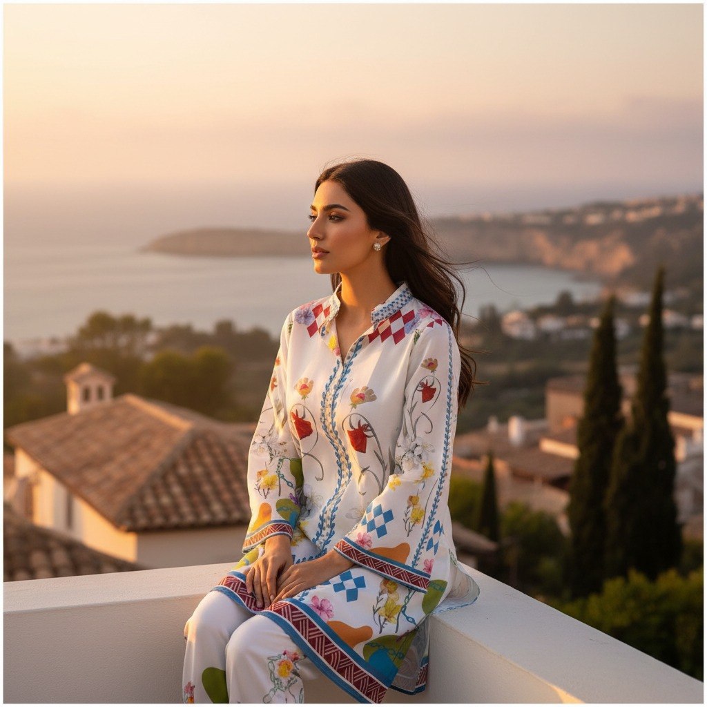 White Cotton Blend Premium   Co-ord Set For Women