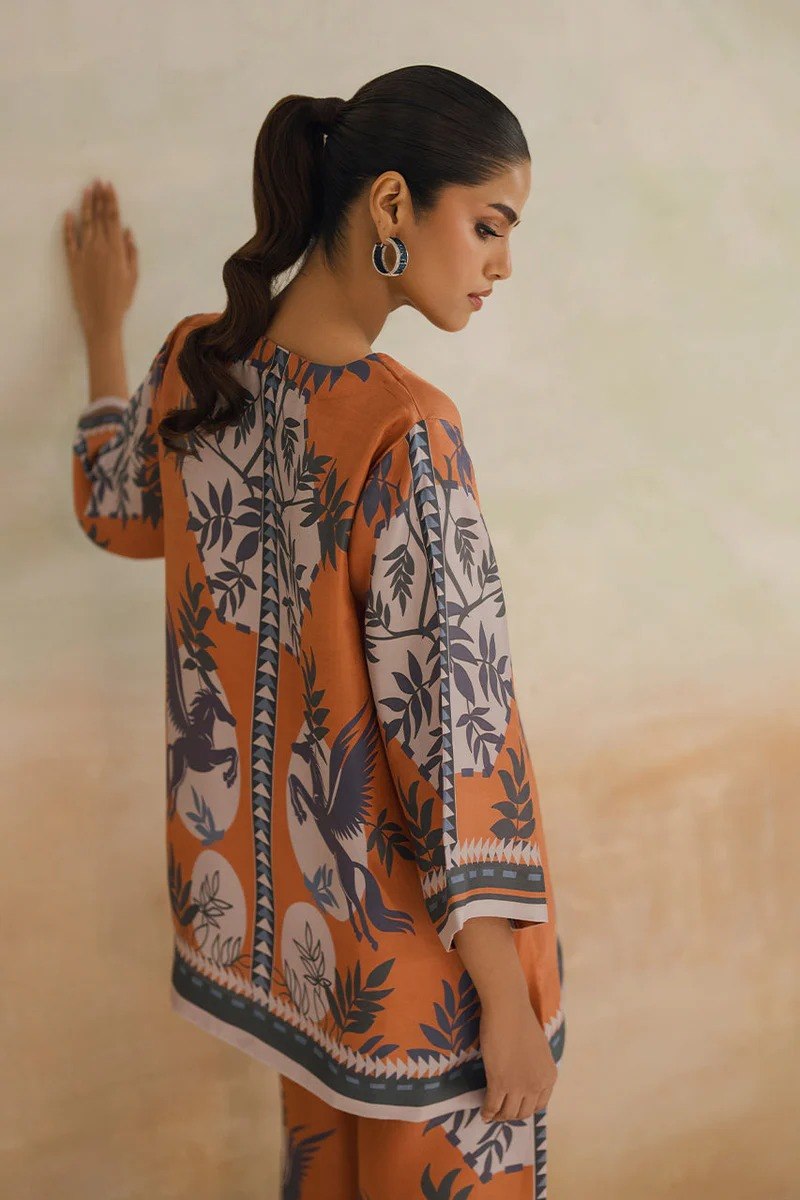 Orange Cotton Blend Premium   Co-ord Set For Women