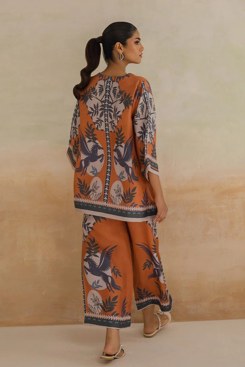 Orange Cotton Blend Premium   Co-ord Set For Women