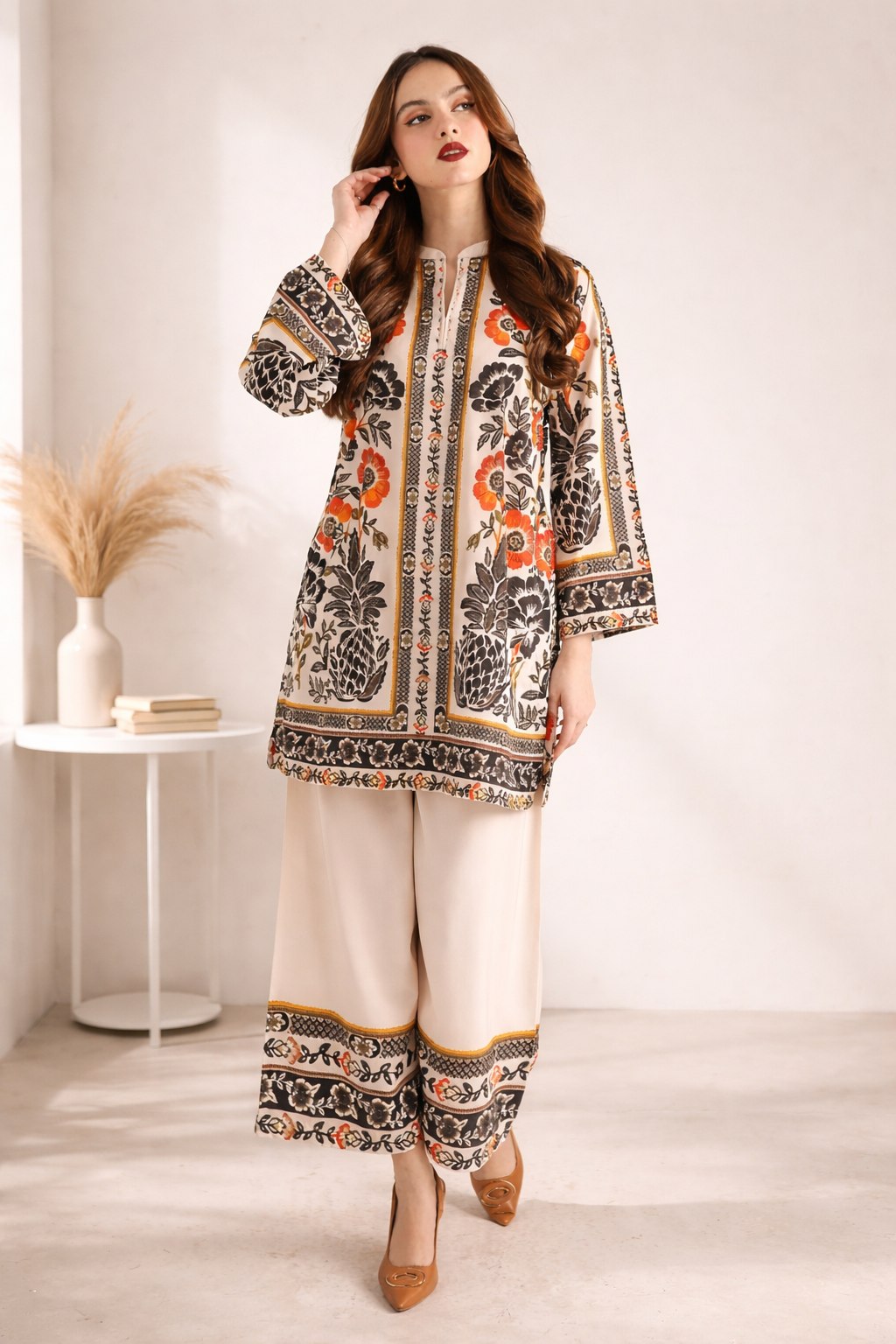 Brown Cotton Blend Premium   Co-ord Set For Women