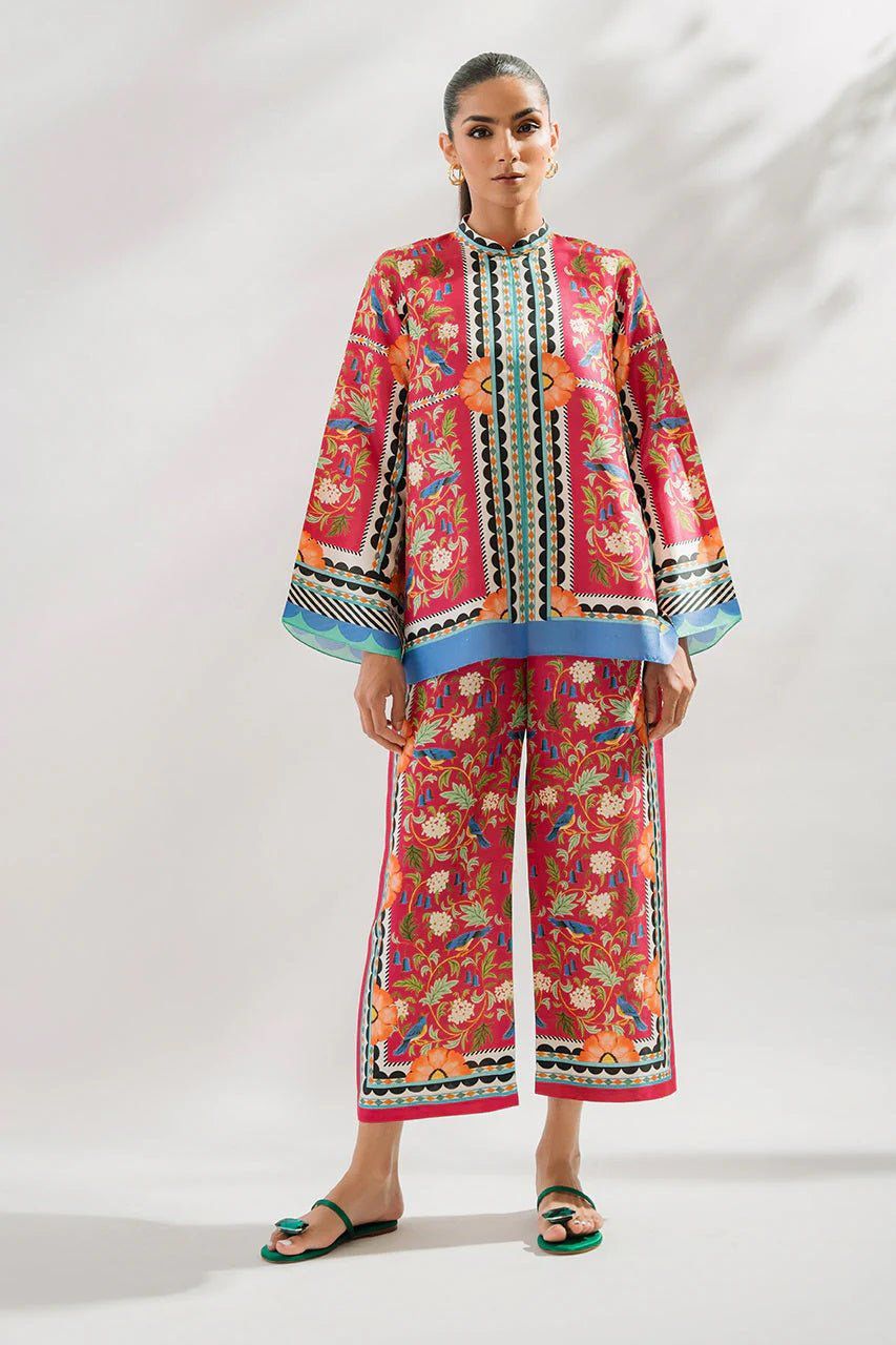 Pink Cotton Slub Premium   Co-ord Set For Women