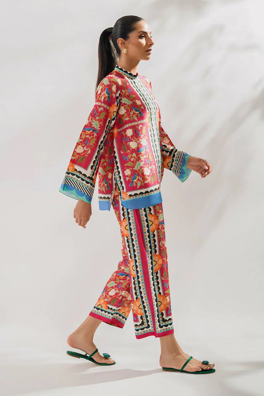 Pink Cotton Slub Premium   Co-ord Set For Women