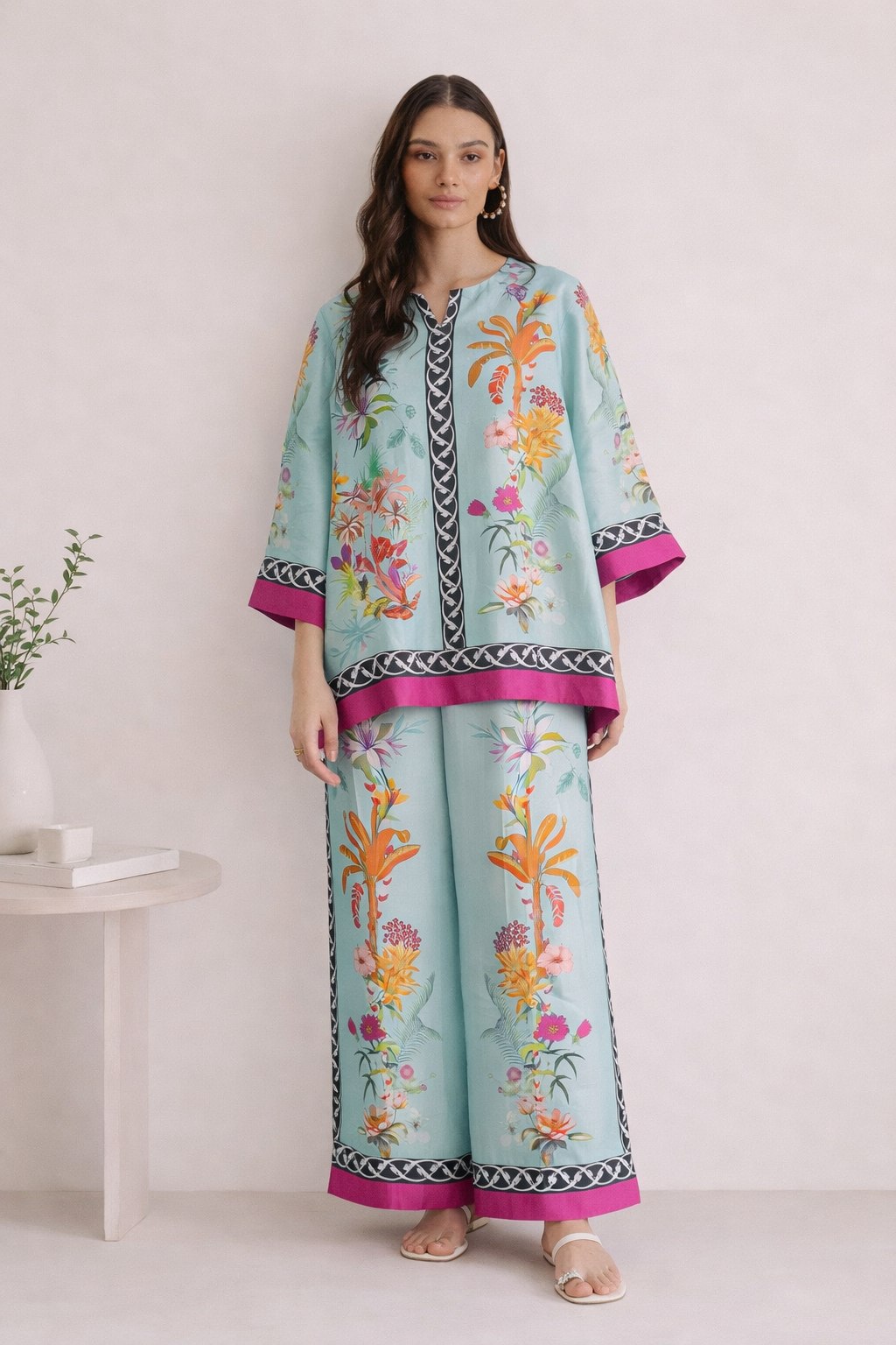 Blue Cotton Blend Premium   Co-ord Set For Women