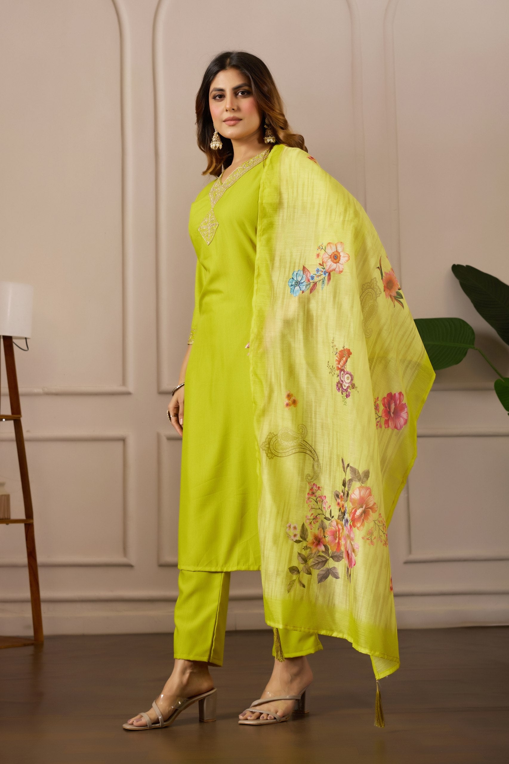 Green Pure Cotton Premium  Kurti   Dupatta Set For Women
