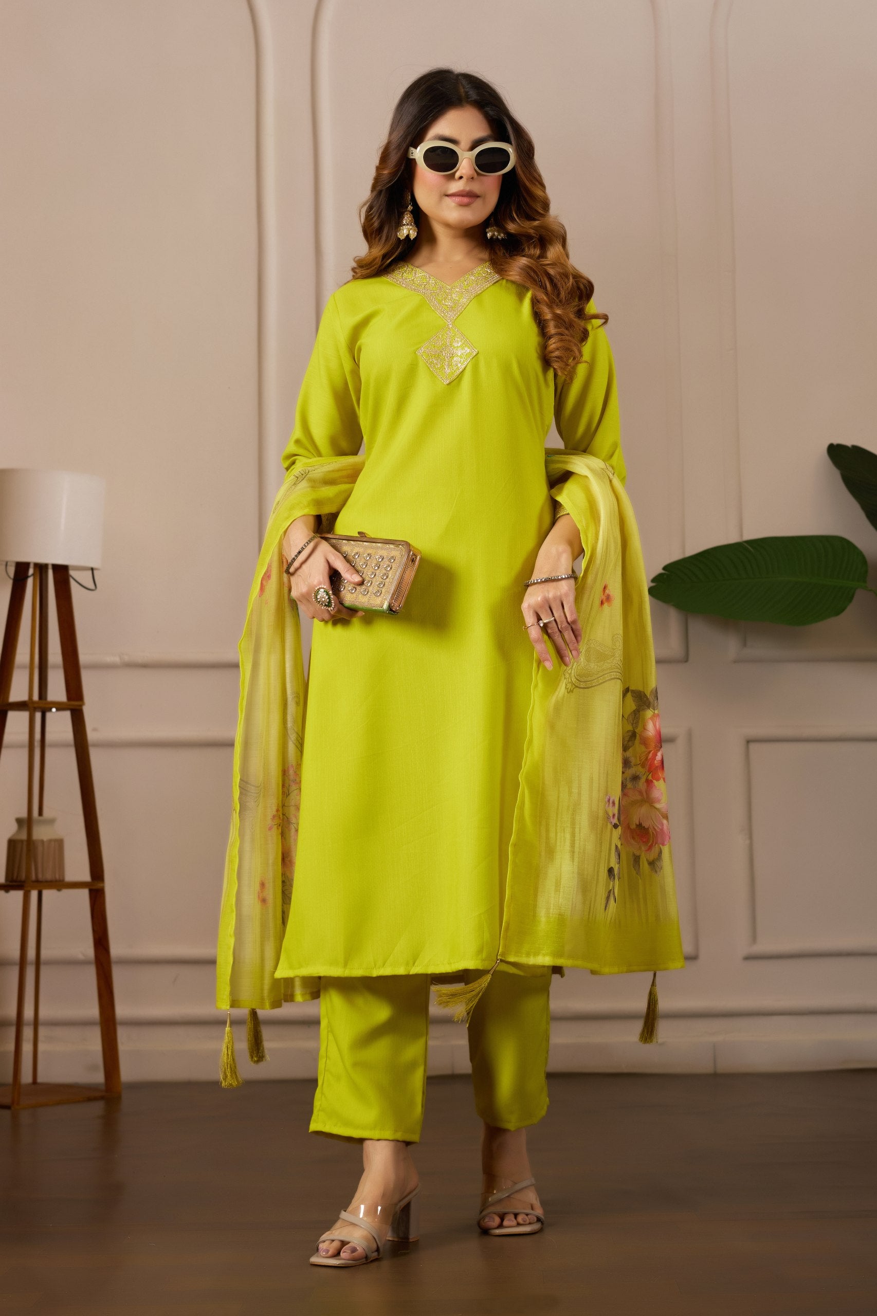 Green Pure Cotton Premium  Kurti   Dupatta Set For Women
