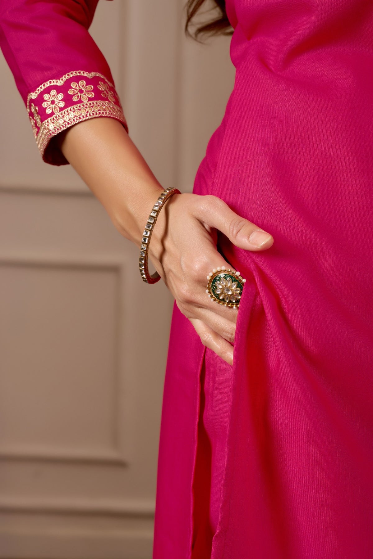 Pink Pure Cotton Premium  Kurti   Dupatta Set For Women