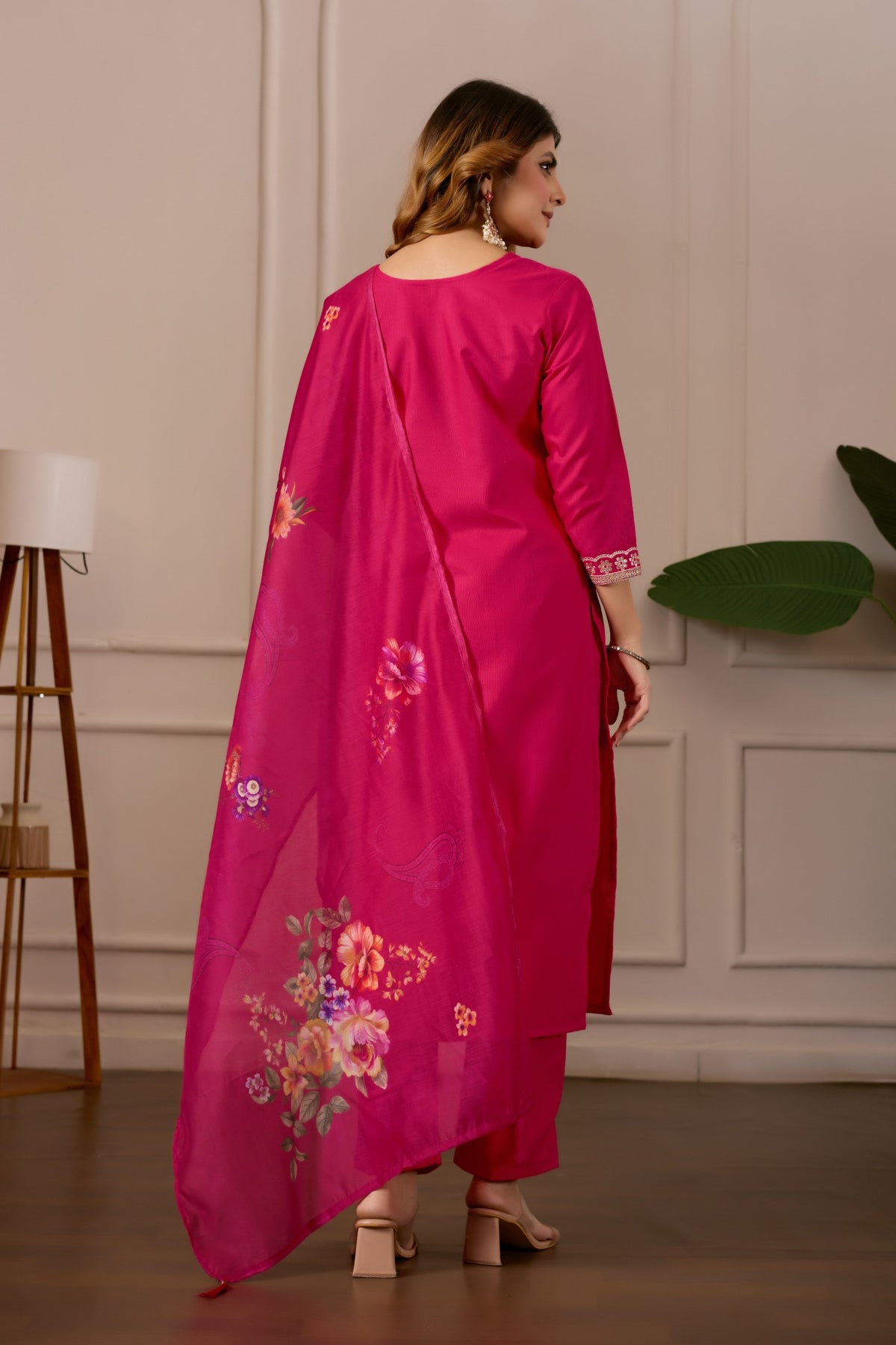 Pink Pure Cotton Premium  Kurti   Dupatta Set For Women