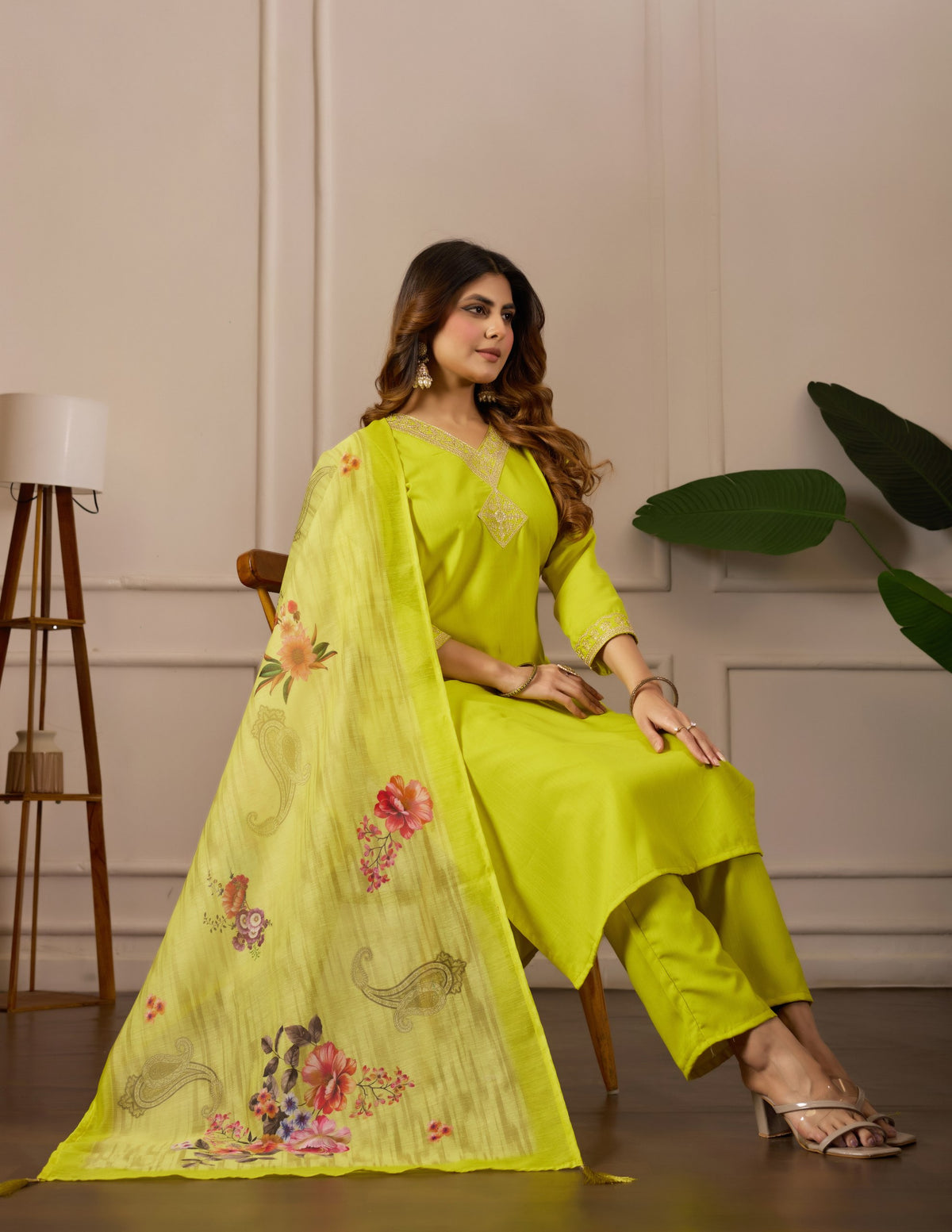 Green Pure Cotton Premium  Kurti   Dupatta Set For Women