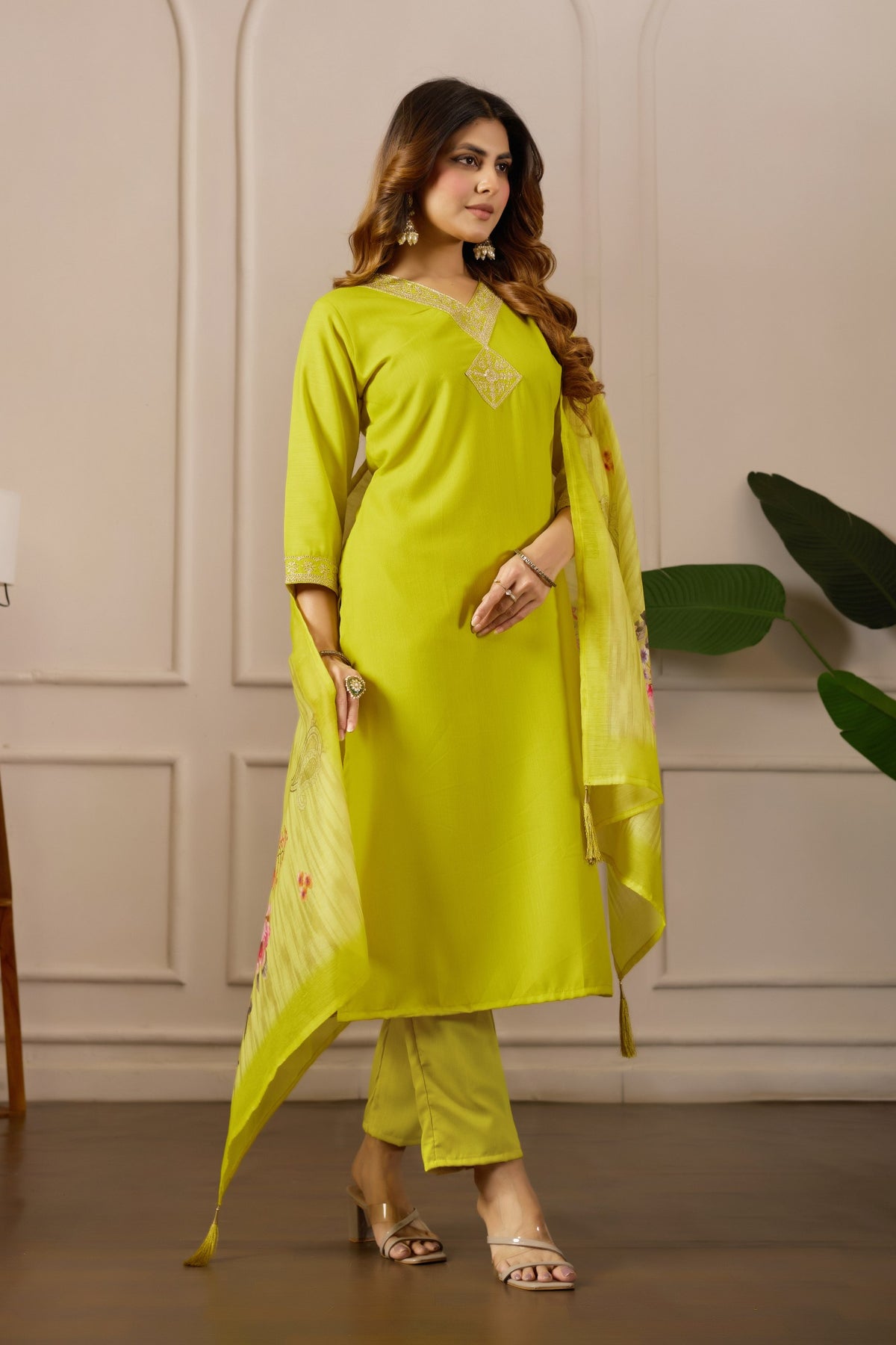 Green Pure Cotton Premium  Kurti   Dupatta Set For Women