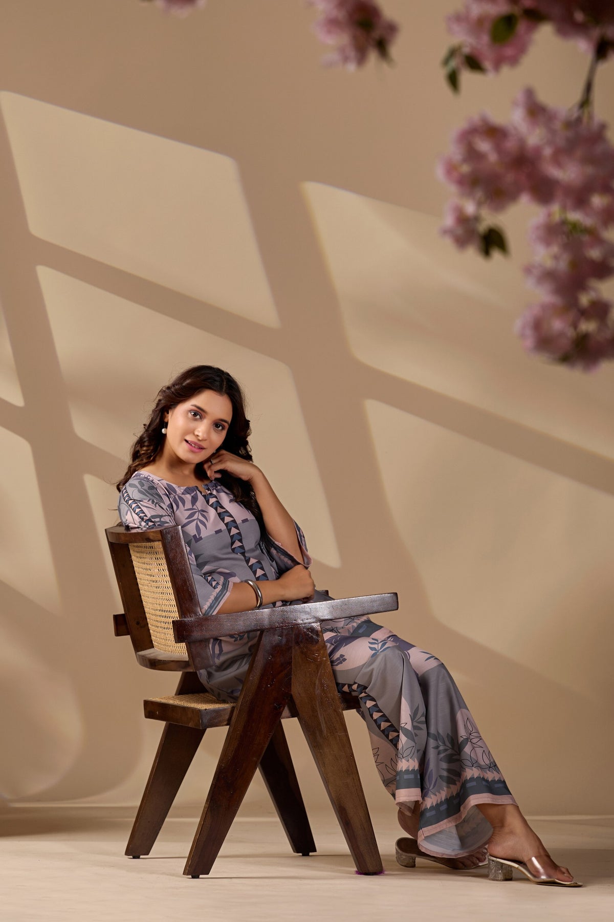 Grey Cotton Blend Premium   Co-ord Set For Women
